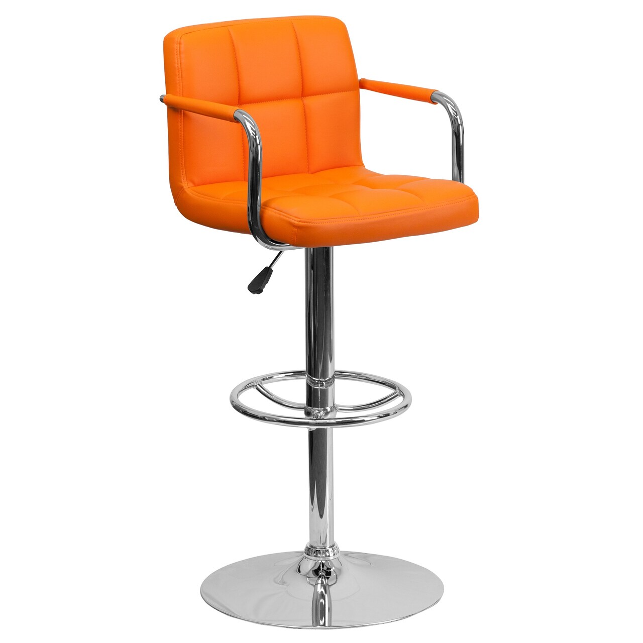 Flash Furniture 45.25&#x22; Orange Contemporary Adjustable Height Barstool with Arms